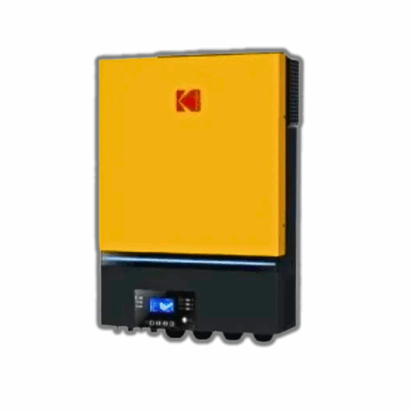 7.2kW Kodak Solar Hybrid 48V Inverter with dual MPPT, battery flexibility, and advanced load management for homes and businesses.